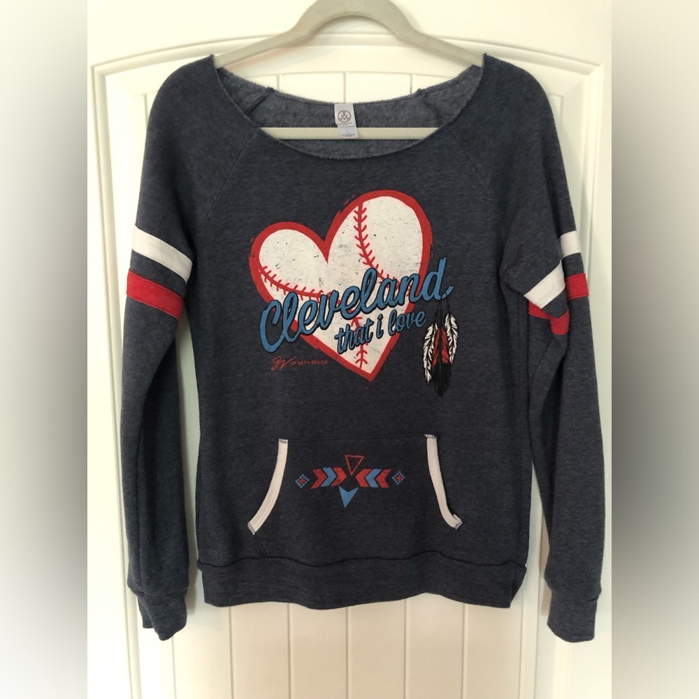 Retro GV art design Cleveland sweatshirt baseball SZ L